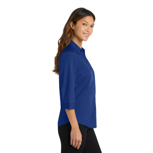 Port Authority® Women's 3/4-Sleeve Carefree Poplin Shirt - True Royal