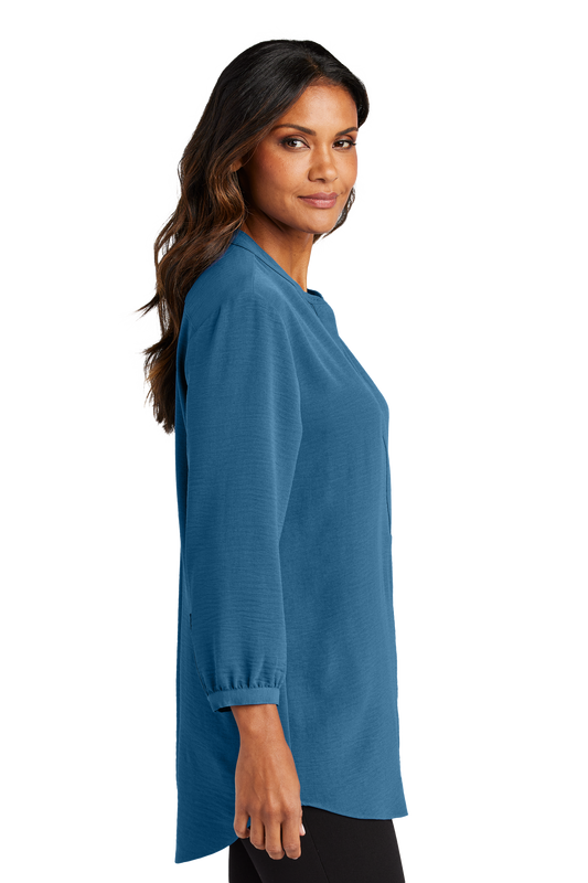 Port Authority® Women's 3/4-Sleeve Textured Crepe Tunic - Aegean Blue