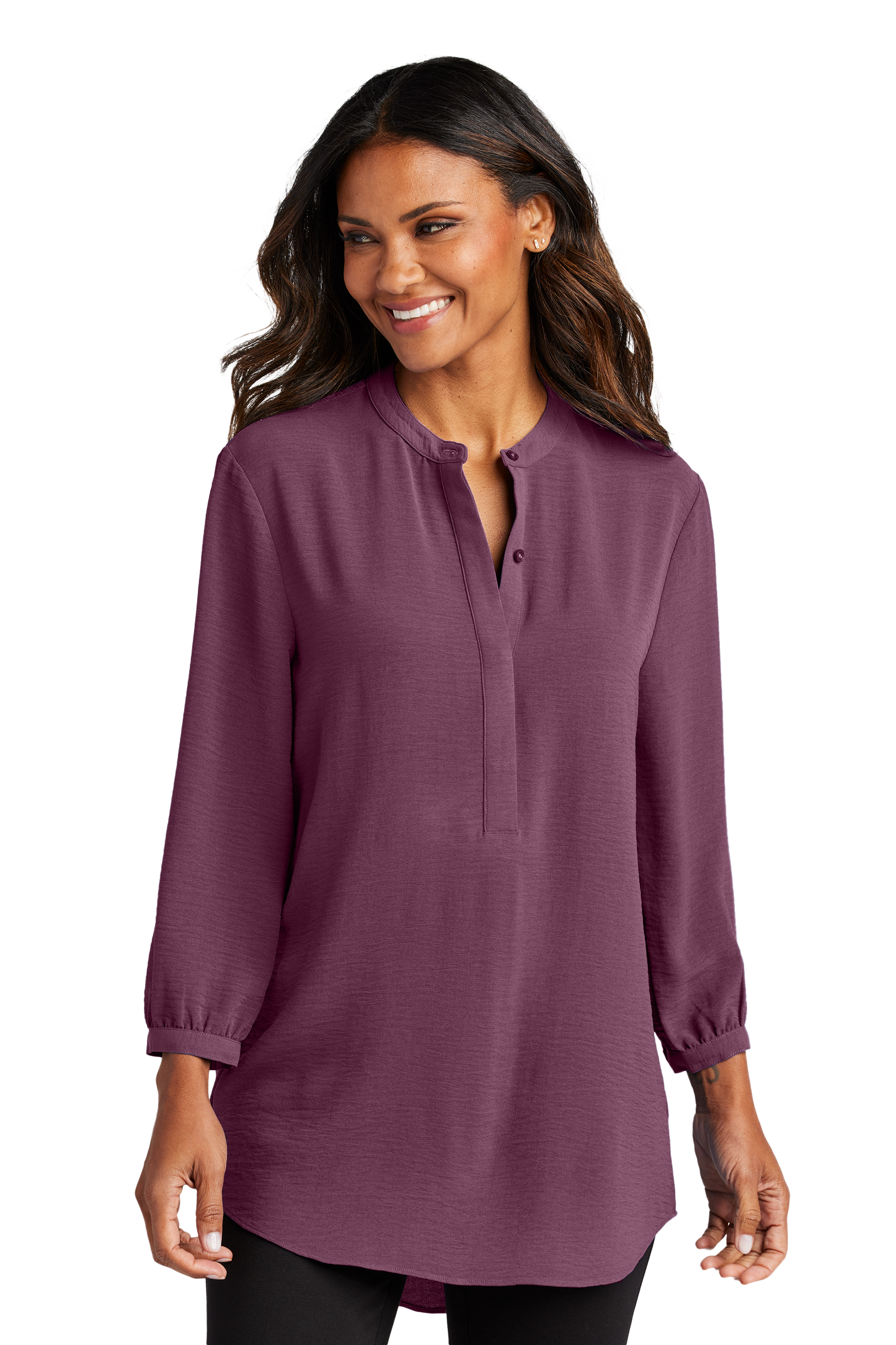 Port Authority® Women's 3/4-Sleeve Textured Crepe Tunic - Purple Mist