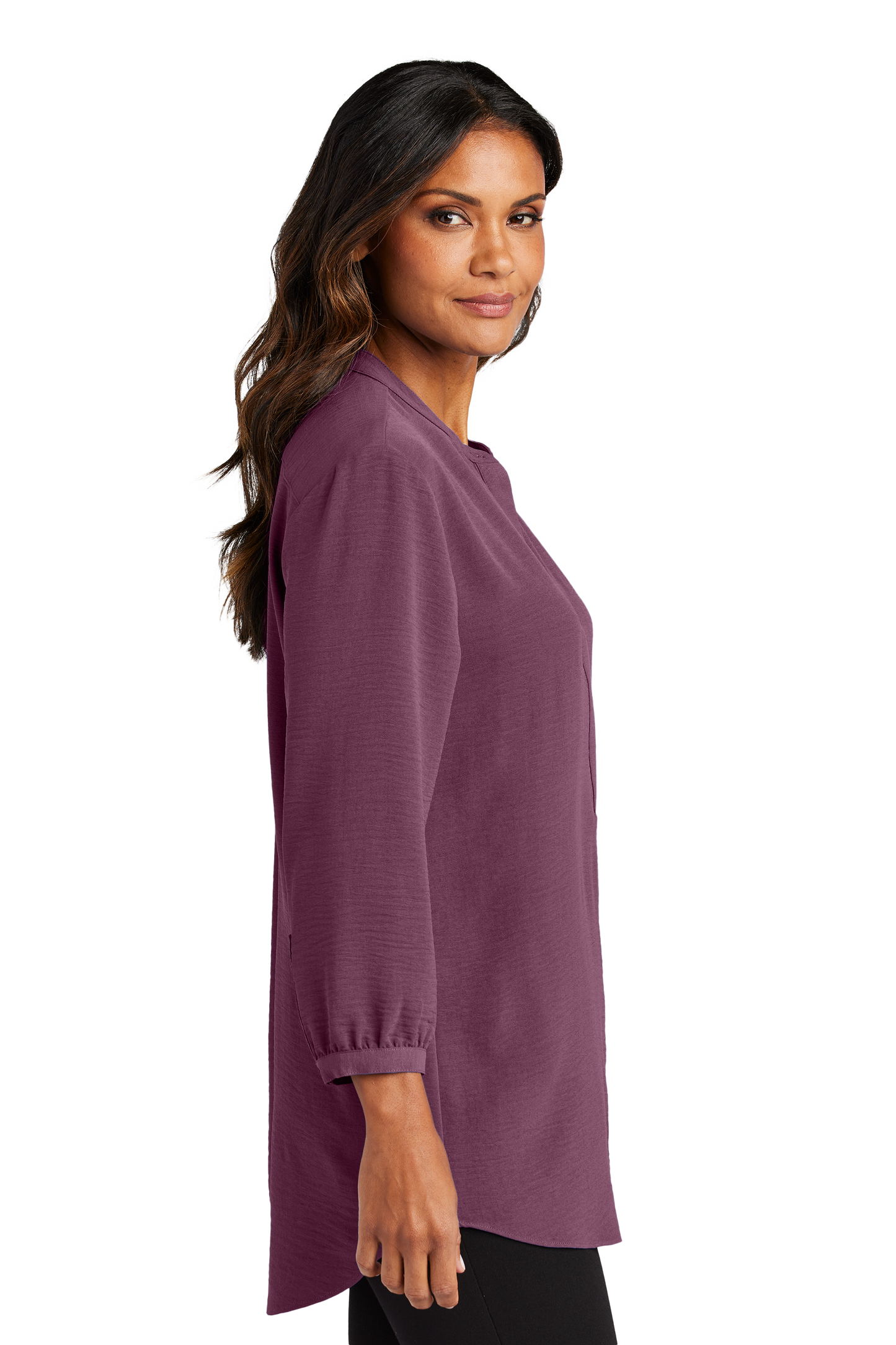 Port Authority® Women's 3/4-Sleeve Textured Crepe Tunic - Purple Mist