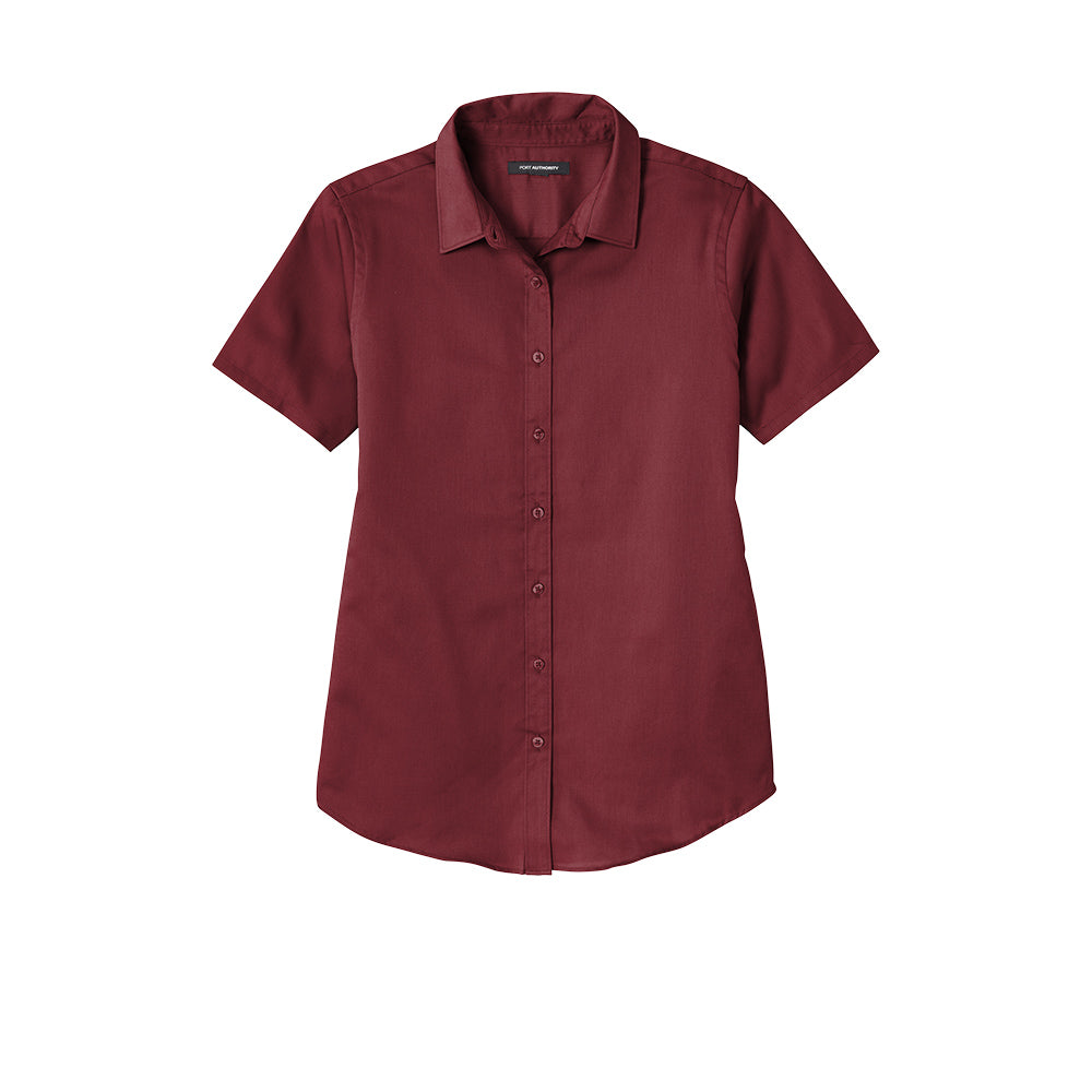 Port Authority® Women's Short Sleeve SuperPro React ™ Twill Shirt - Burgundy