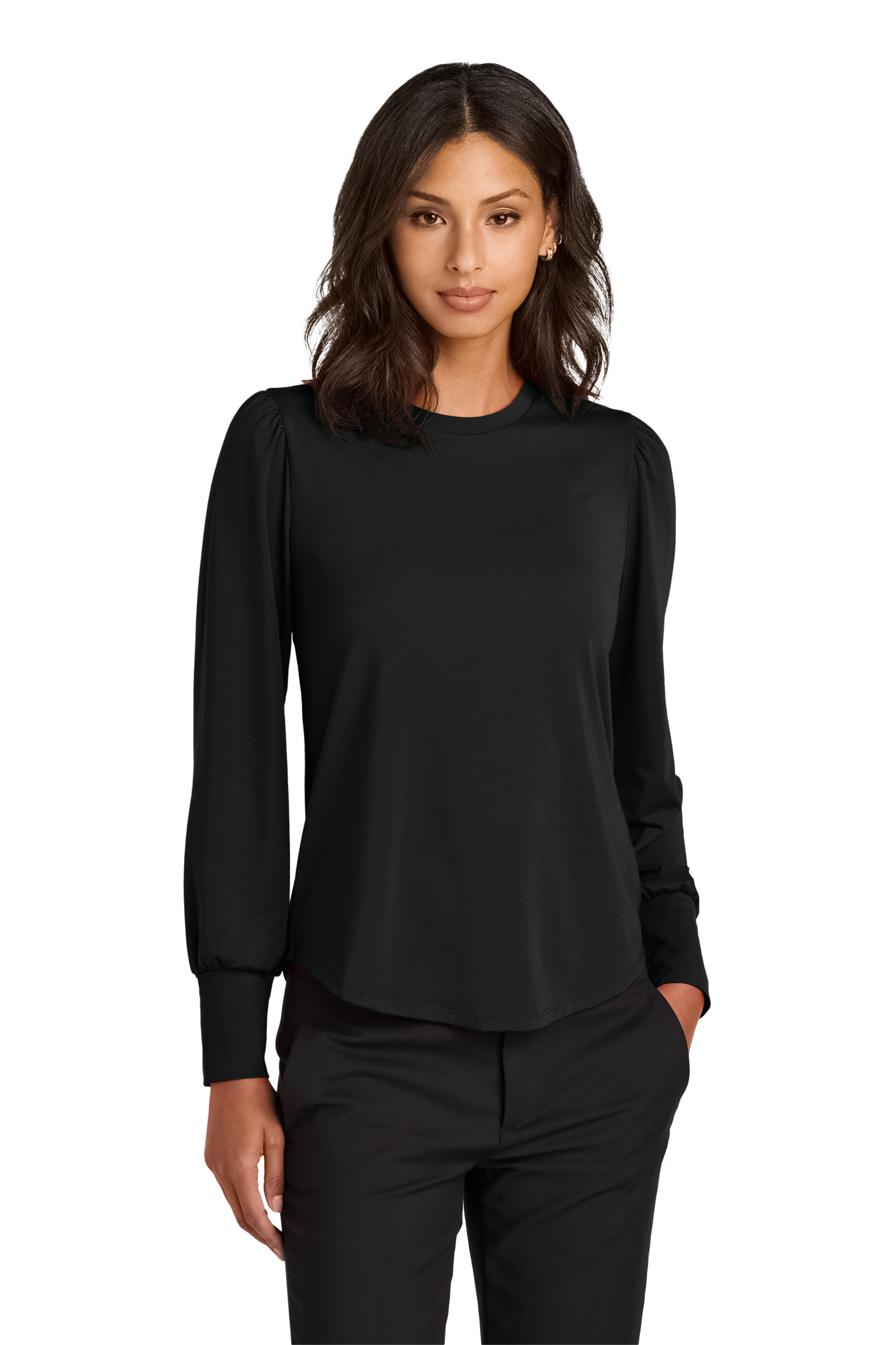 Mercer+Mettle® Women’s Stretch Jersey Long Sleeve Blouson Top - Deep Black