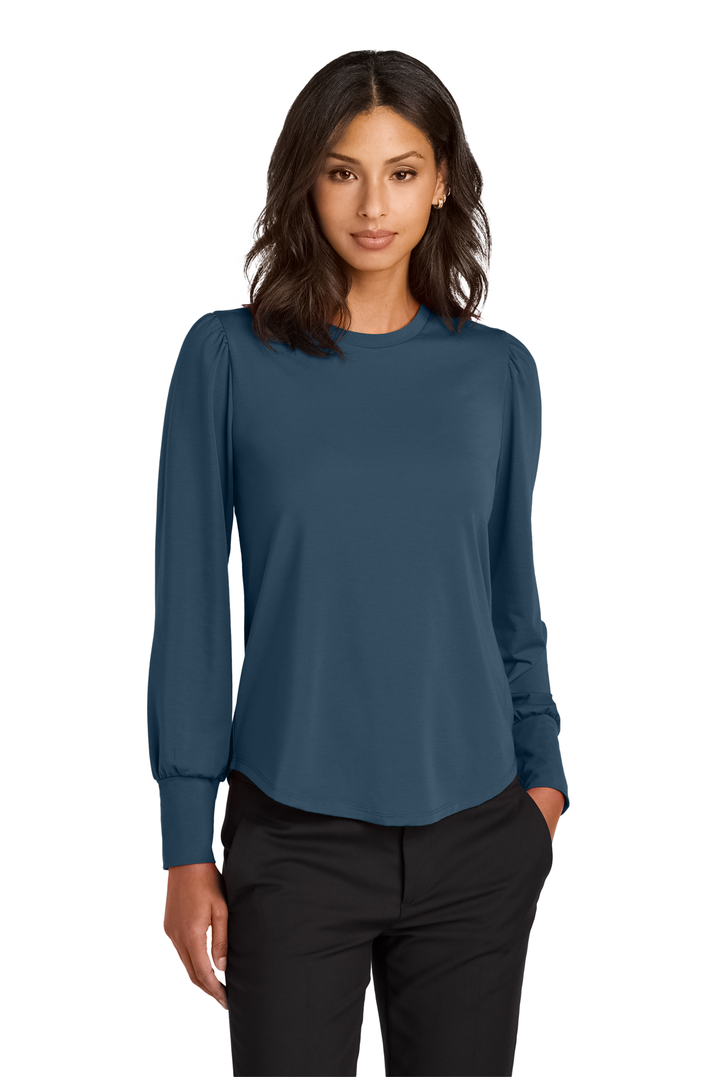 Mercer+Mettle® Women’s Stretch Jersey Long Sleeve Blouson Top - Insignia Blue