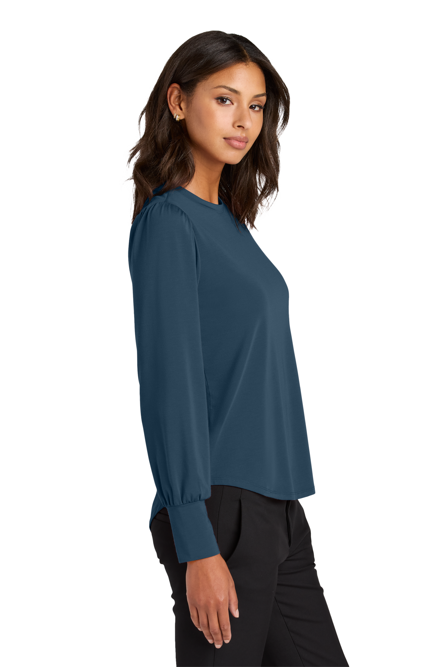 Mercer+Mettle® Women’s Stretch Jersey Long Sleeve Blouson Top - Insignia Blue