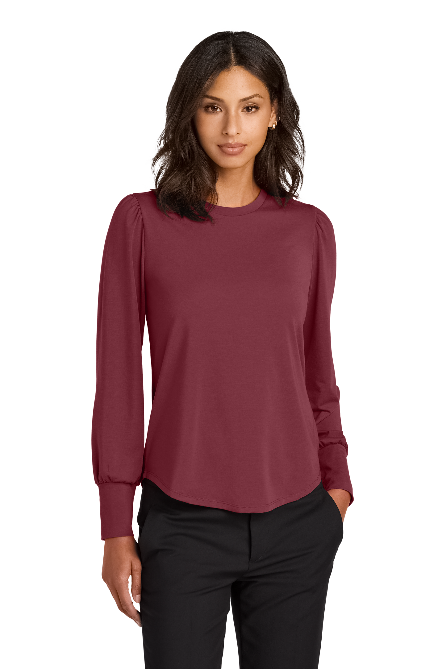 Mercer+Mettle® Women’s Stretch Jersey Long Sleeve Blouson Top - Rosewood
