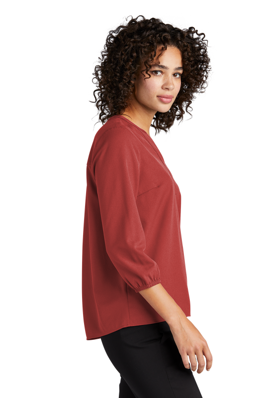 Mercer+Mettle® Women's Stretch Crepe 3/4-Sleeve Blouse - Terracotta