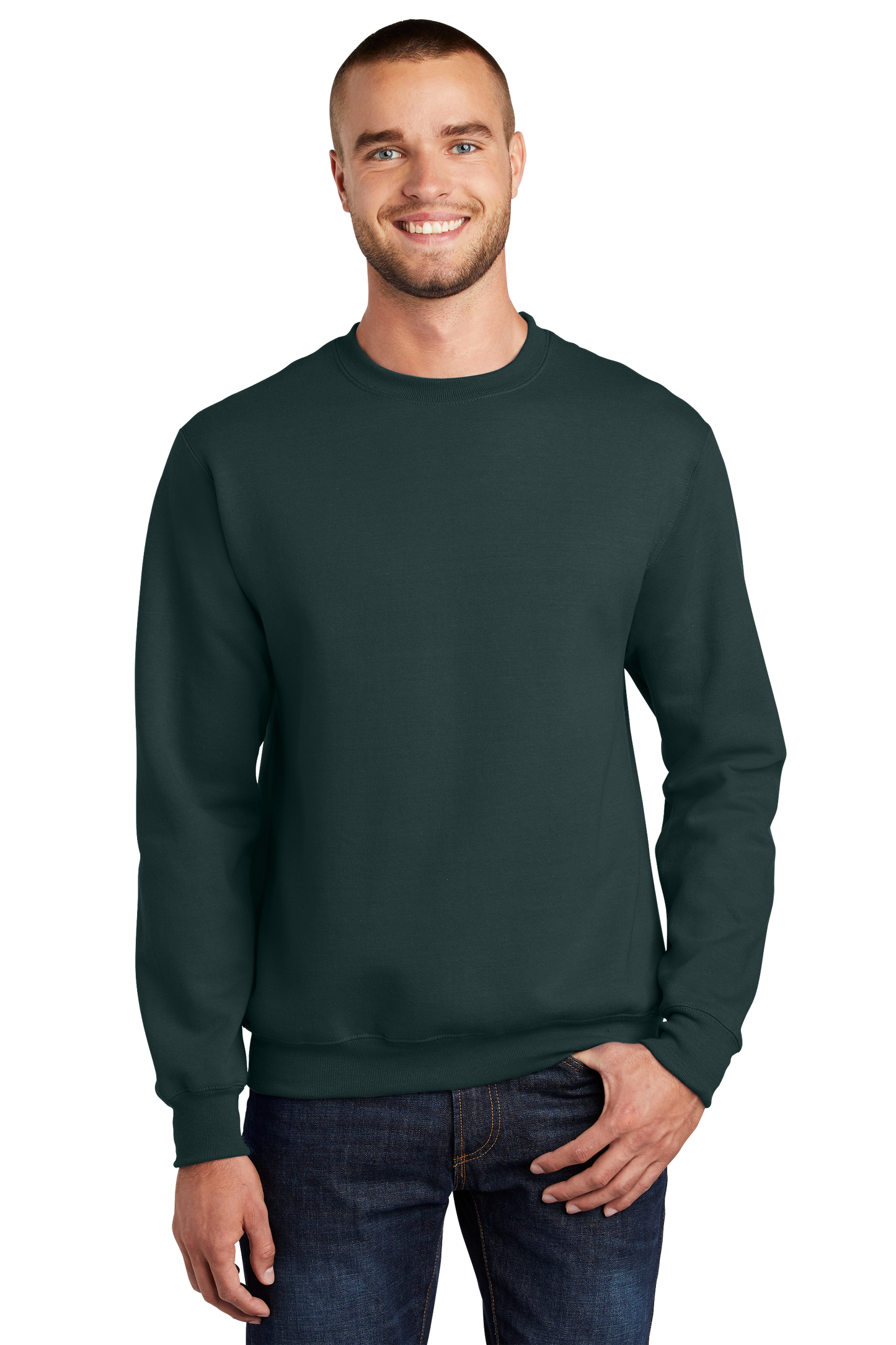 Port & Company® Essential Fleece Crewneck Sweatshirt - Dark Green