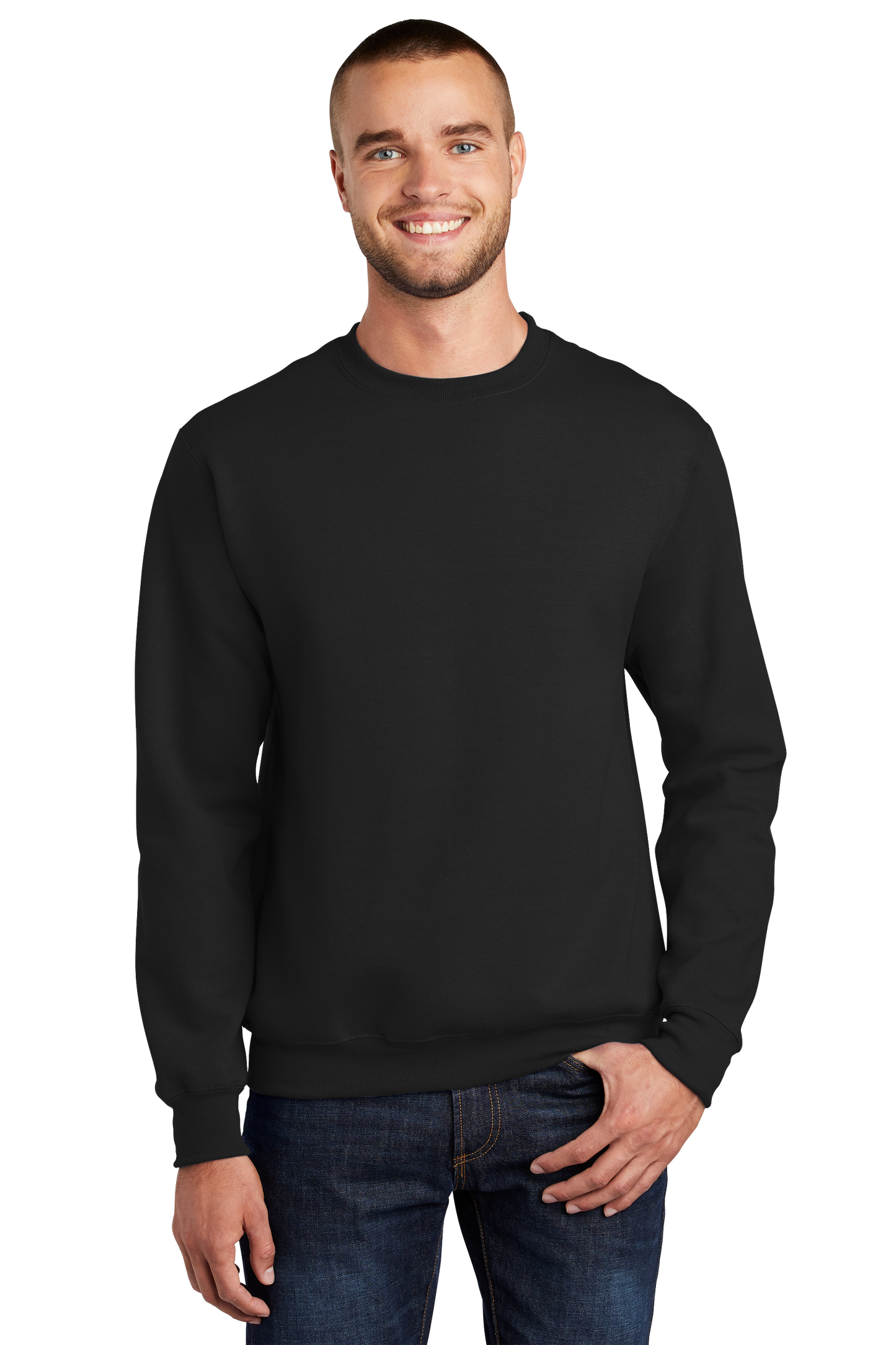 Port & Company® Essential Fleece Crewneck Sweatshirt - Jet Black
