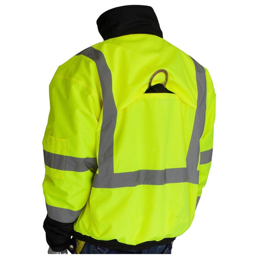 PIP 333-1770 Type R Class 3 Rip Stop Black Bottom Bomber Jacket - Safety Yellow