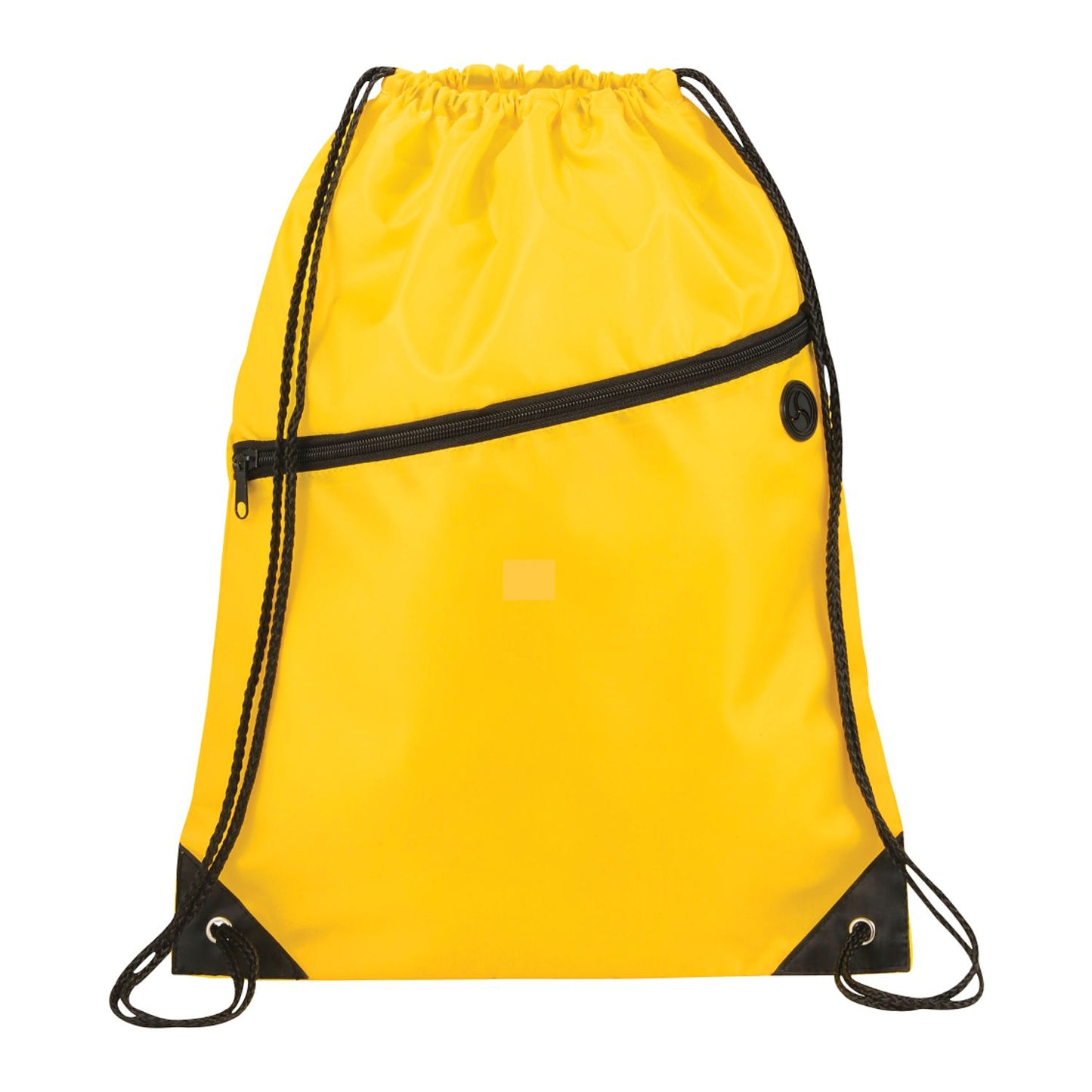 Robin Drawstring Polyester Bag with Front Zipper Pocket - Yellow