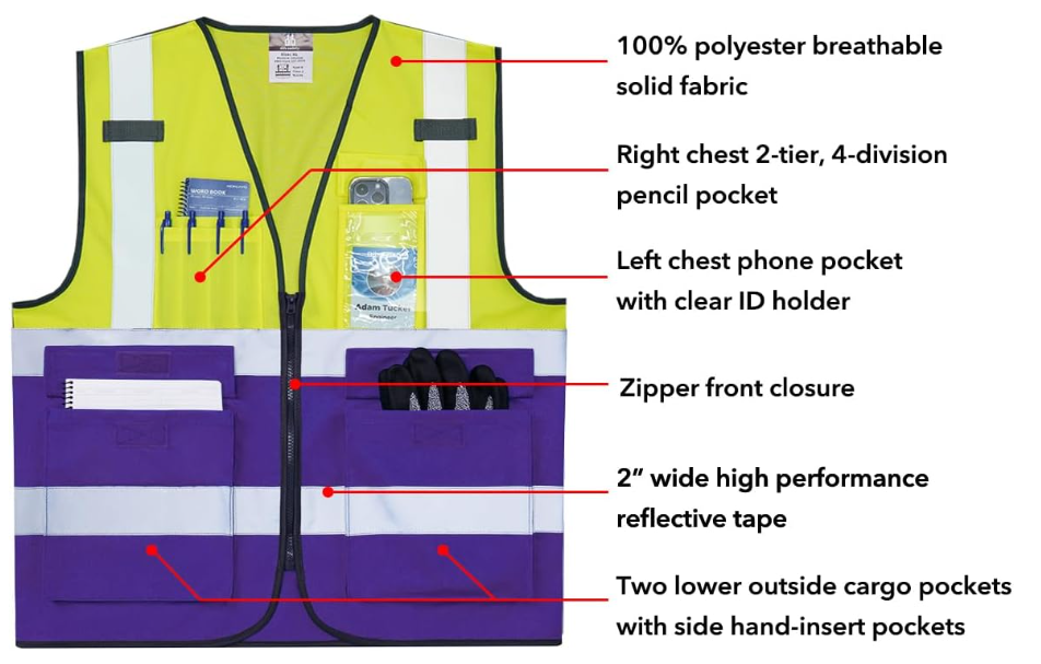 Dib Safety Reflective Vest - Yellow / Purple