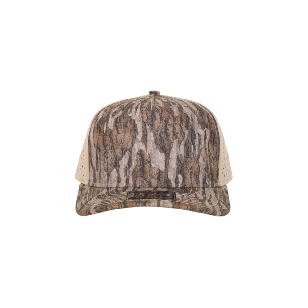 1010 Hats Five-panel Dry-Fit Performance Hat - Mossy Oak Bottomland/Khaki