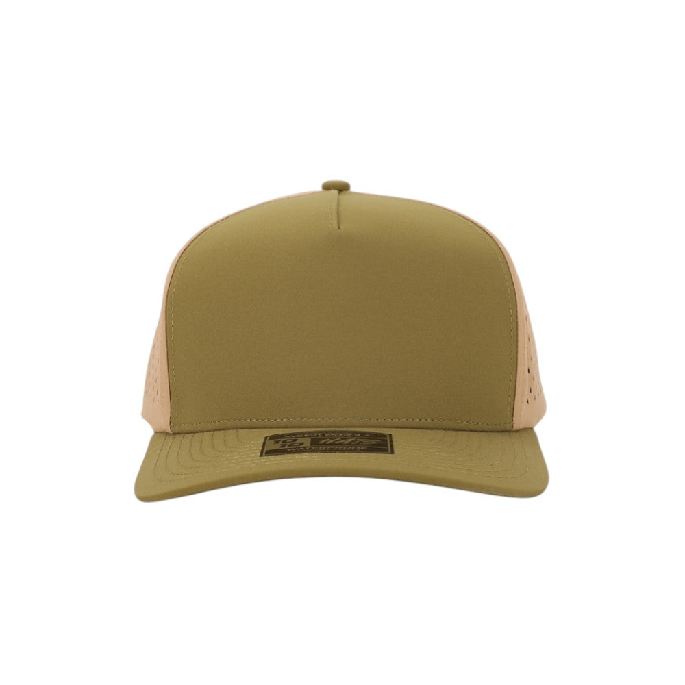 1010 Hats Five-panel Dry-Fit Performance Hat - Olive Green/Tan