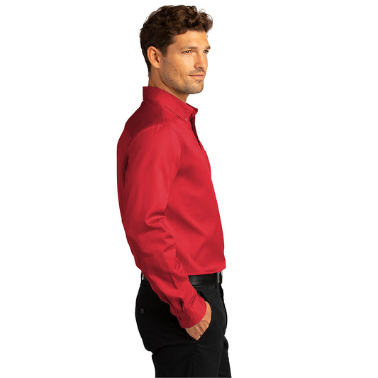 Port Authority® Long Sleeve SuperPro React™ Twill Shirt - Rich Red