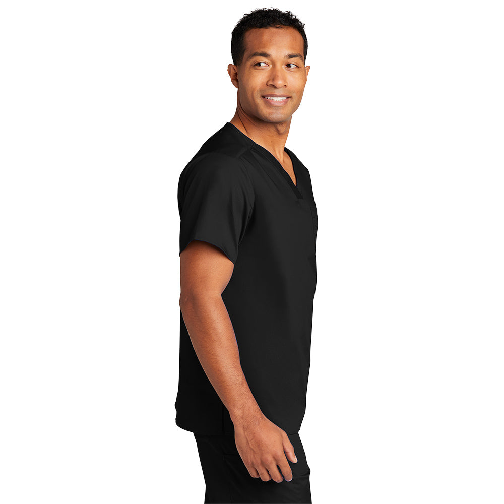 WonderWink® Men’s WorkFlex™ Mock Wrap Top - Black