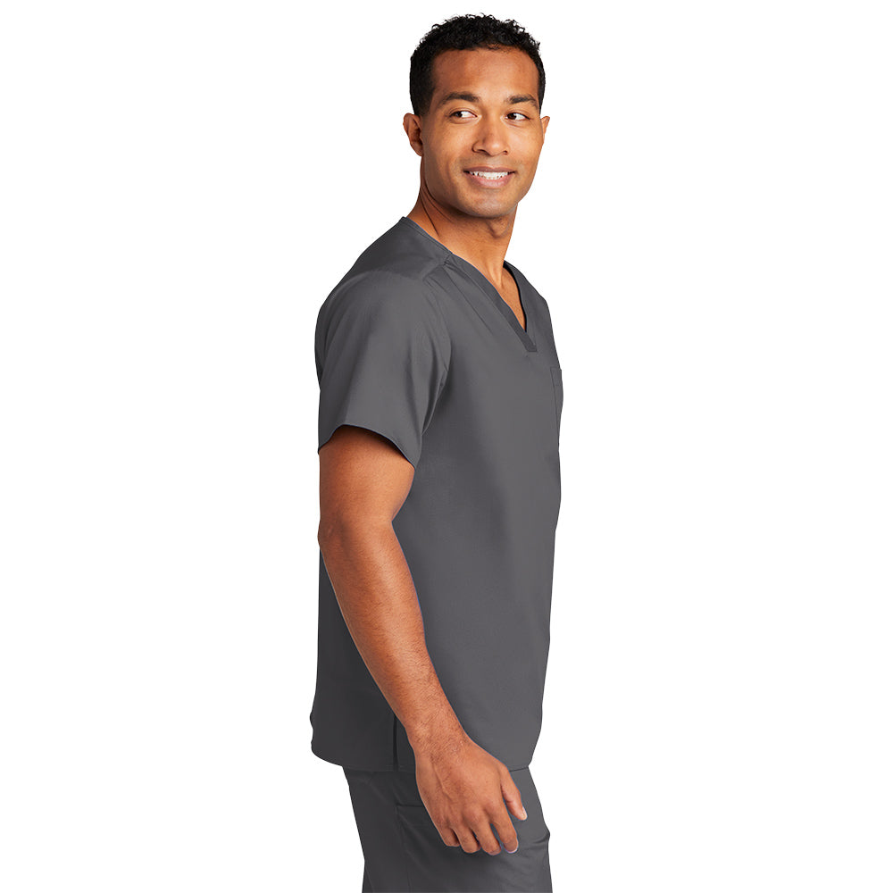 WonderWink® Men’s WorkFlex™ Mock Wrap Top - Pewter