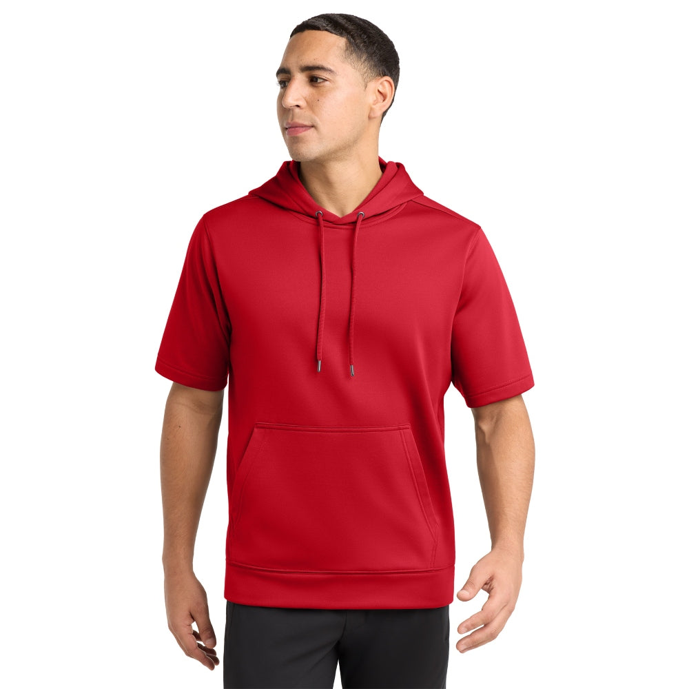 Sport-Tek® Sport-Wick® Fleece Short Sleeve Hooded Pullover - Deep Red