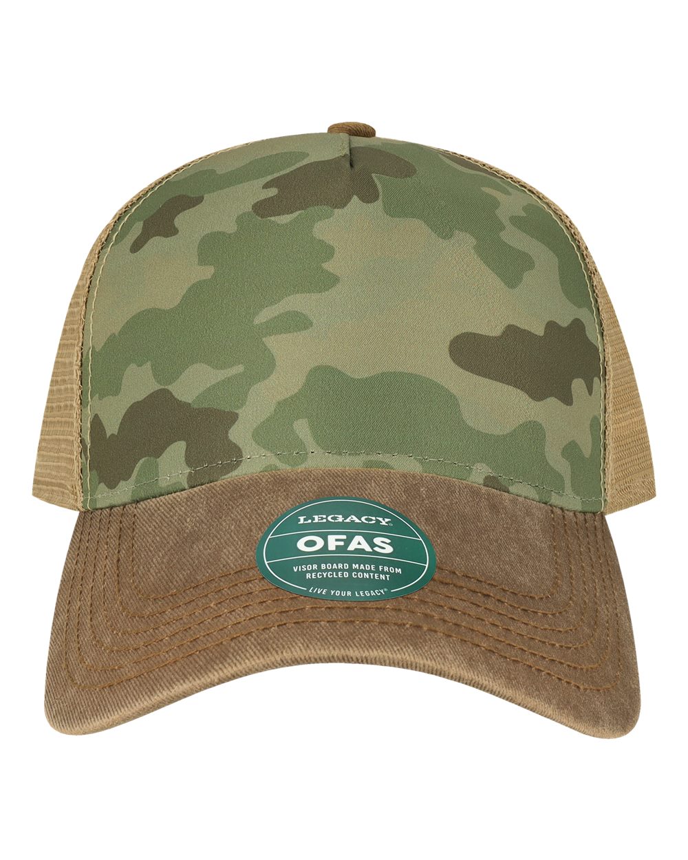 Old Favorite Five-Panel Trucker Cap - OFAFP - Army Camo/ Brown/ Khaki
