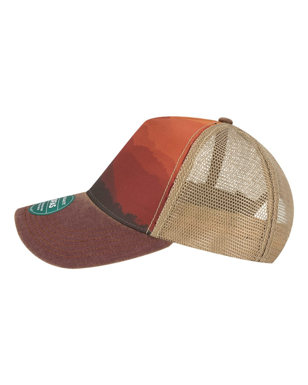 Old Favorite Five-Panel Trucker Cap - OFAFP - Mt Sunset/Maroon/Khaki