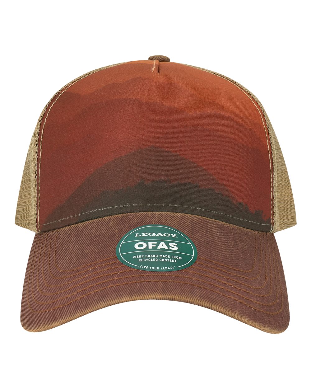 Old Favorite Five-Panel Trucker Cap - OFAFP - Mt Sunset/Maroon/Khaki