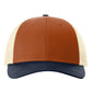 Richardson 115 Low Profile Trucker Cap - Dark Orange/Birch/Patriot Blue