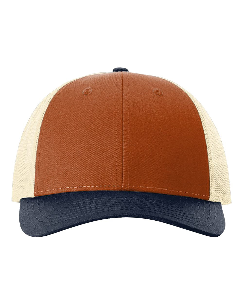 Richardson 115 Low Profile Trucker Cap - Dark Orange/Birch/Patriot Blue