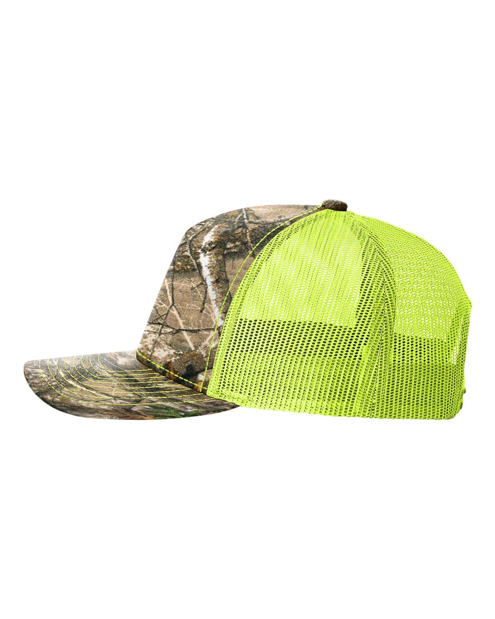 Richardson - Five-Panel Printed Trucker Cap - 112PFP - Realtree Edge/ Neon Yellow