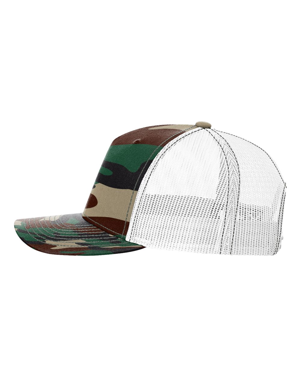 Richardson - Five-Panel Printed Trucker Cap - 112PFP - Green Camo/ White