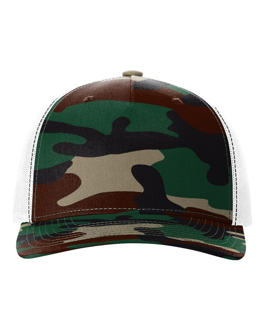 Richardson - Five-Panel Printed Trucker Cap - 112PFP - Green Camo/ White