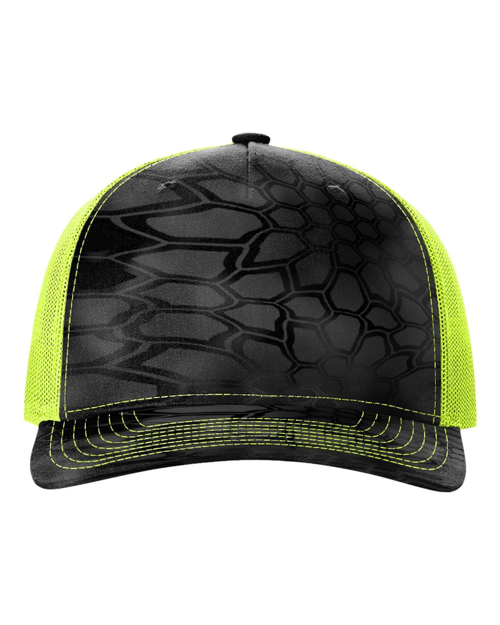Richardson - Five-Panel Printed Trucker Cap - 112PFP - Kryptek Typhon/ Neon Yellow