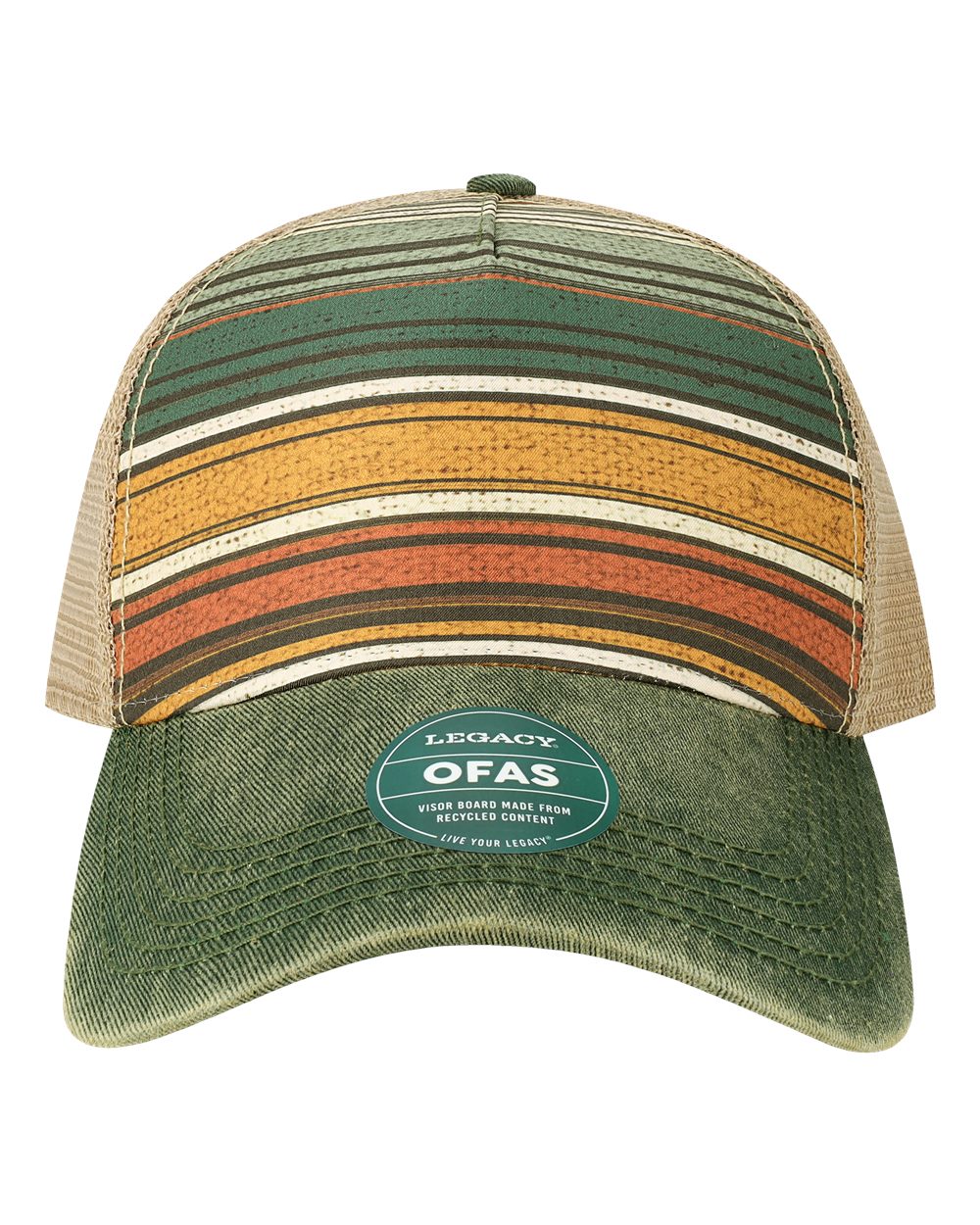 Old Favorite Five-Panel Trucker Cap - OFAFP - Green Stripes