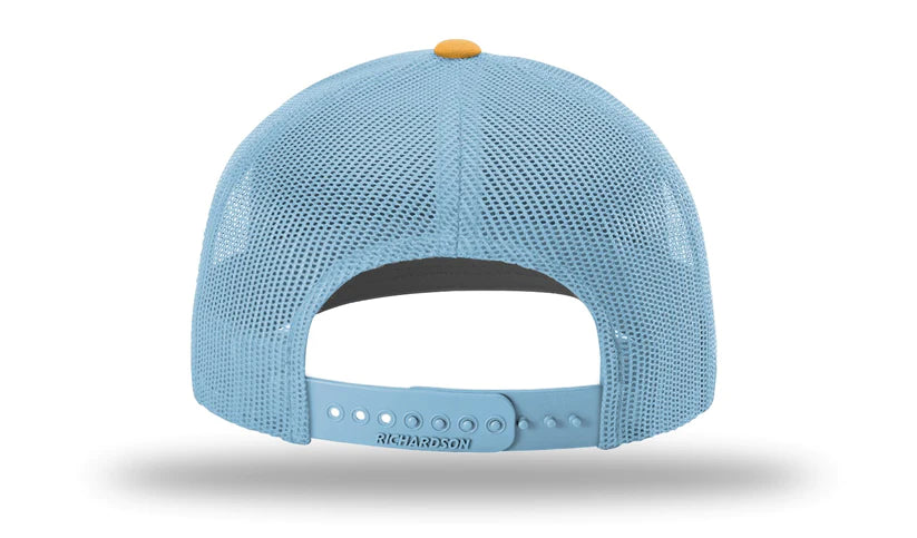 Richardson 112 Trucker Hat - White / Columbia Blue / Yellow