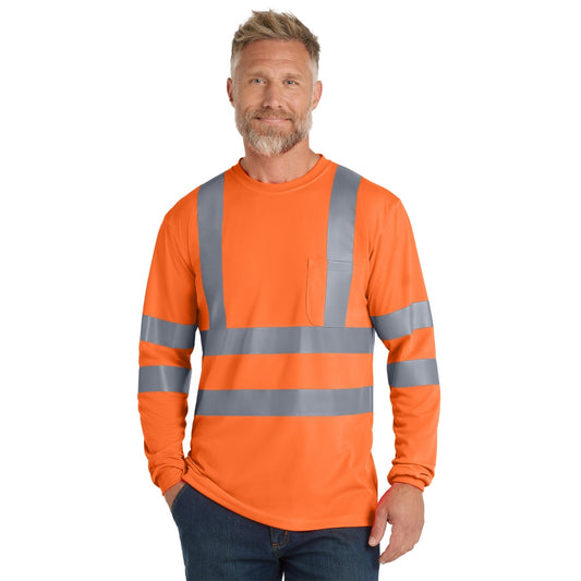 CornerStone® ANSI 107 Class 3 Long Sleeve Snag-Resistant Reflective T-Shirt - Safety Orange/Reflective
