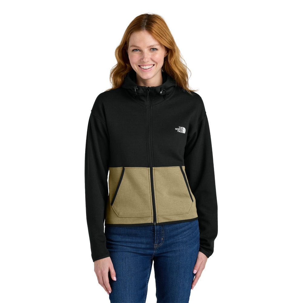 The North Face® Women's Double-Knit Full-Zip Hoodie - Khaki Stone/TNF Black