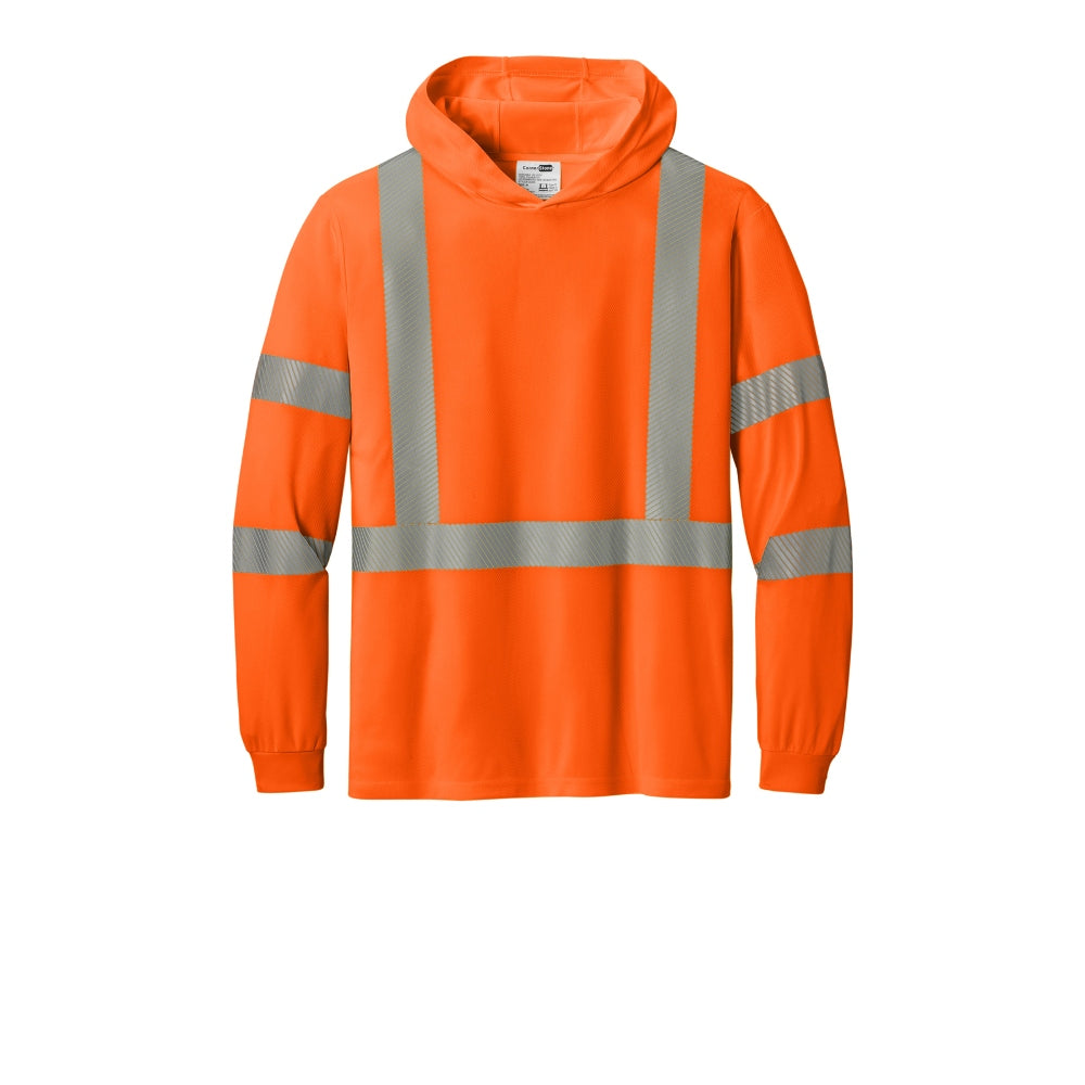 CornerStone® ANSI 107 Class 3 Long Sleeve Segmented Tape Hooded Tee - Safety Orange/Reflective