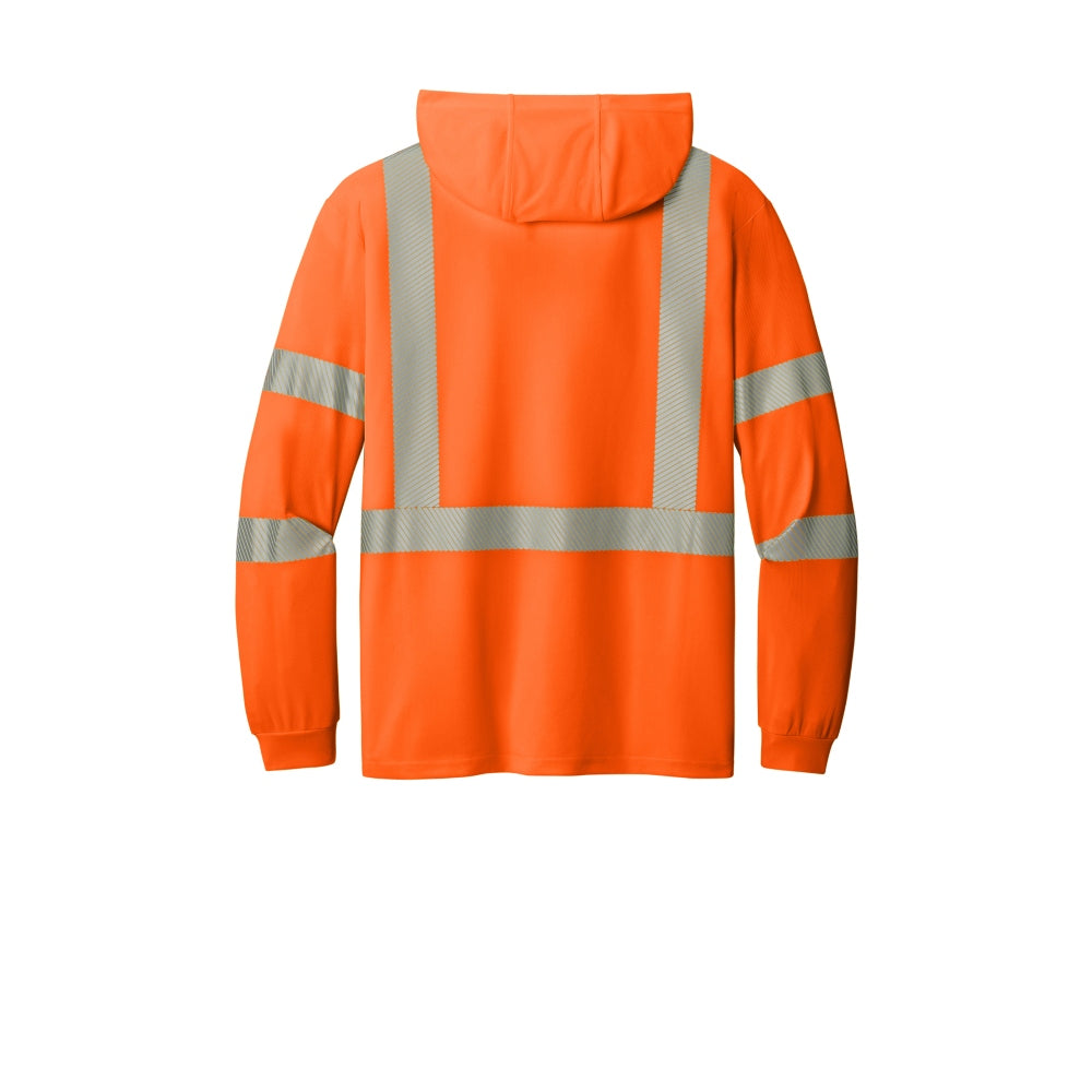 CornerStone® ANSI 107 Class 3 Long Sleeve Segmented Tape Hooded Tee - Safety Orange/Reflective