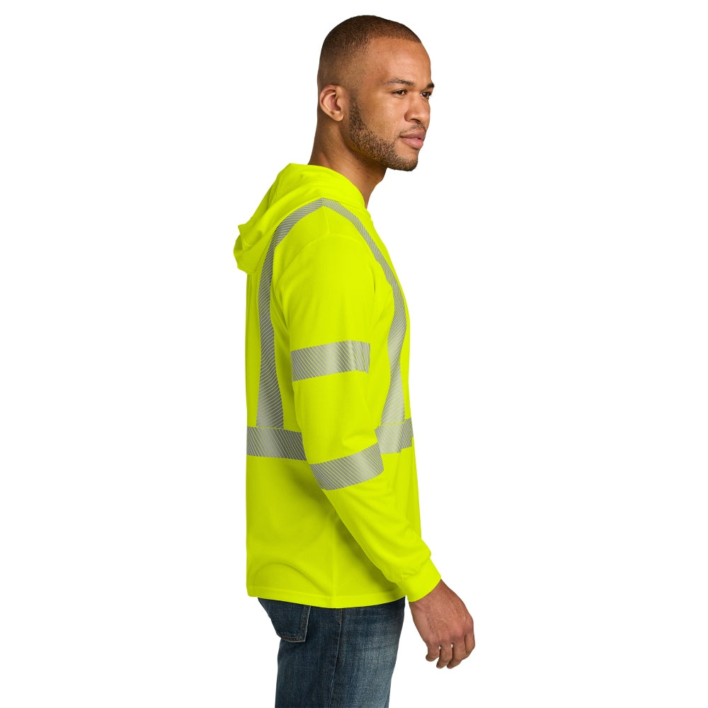 CornerStone® ANSI 107 Class 3 Long Sleeve Segmented Tape Hooded Tee - Safety Yellow/Reflective