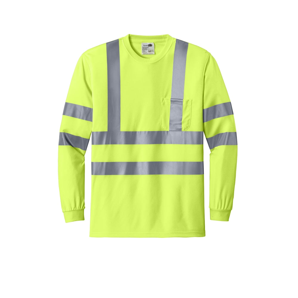 CornerStone® ANSI 107 Class 3 Long Sleeve Snag-Resistant Reflective T-Shirt - Safety Yellow/Reflective