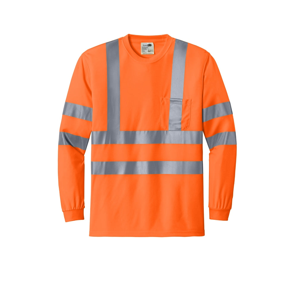 CornerStone® ANSI 107 Class 3 Long Sleeve Snag-Resistant Reflective T-Shirt - Safety Orange/Reflective