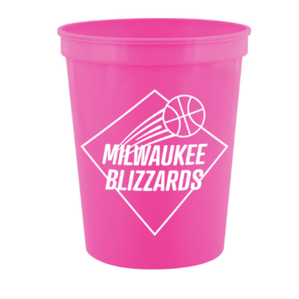 16 oz. Plastic Stadium Cup - Hot Pink