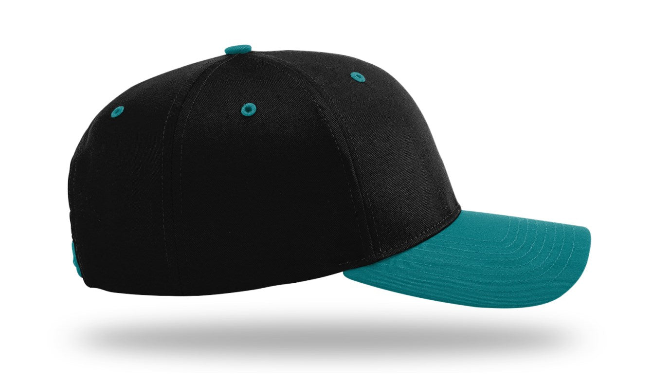 Richardson 212 - Pro Twill Snapback Cap - Black/Blue Teal