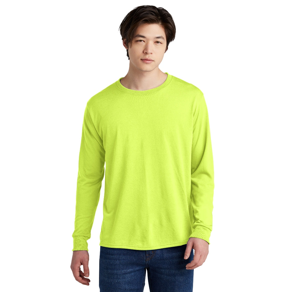 Jerzees® Dri-Power® 100% Polyester Long Sleeve T-Shirt - Safety Green