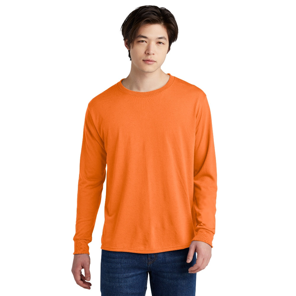 Jerzees® Dri-Power® 100% Polyester Long Sleeve T-Shirt - Safety Orange