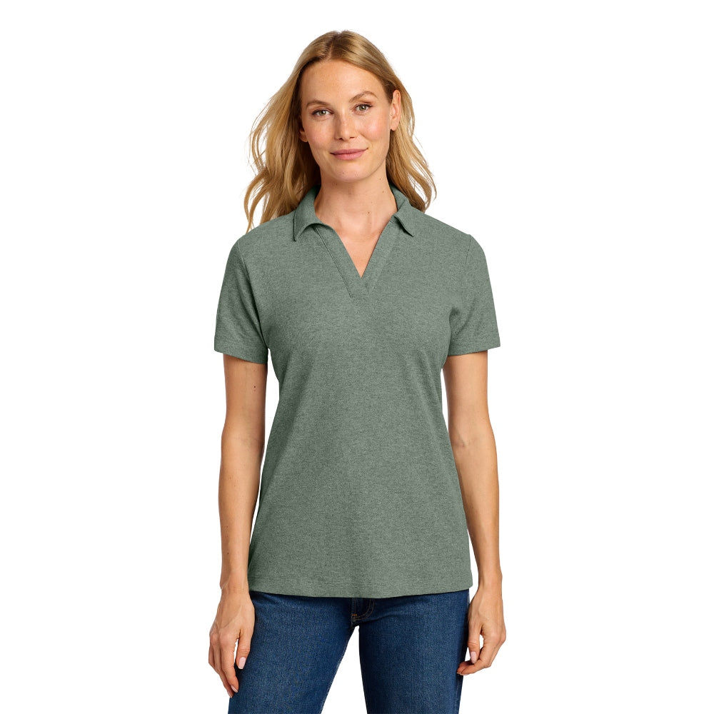 Port Authority® Women's C-FREE® Cotton Blend Pique Polo - Dark Green Heather