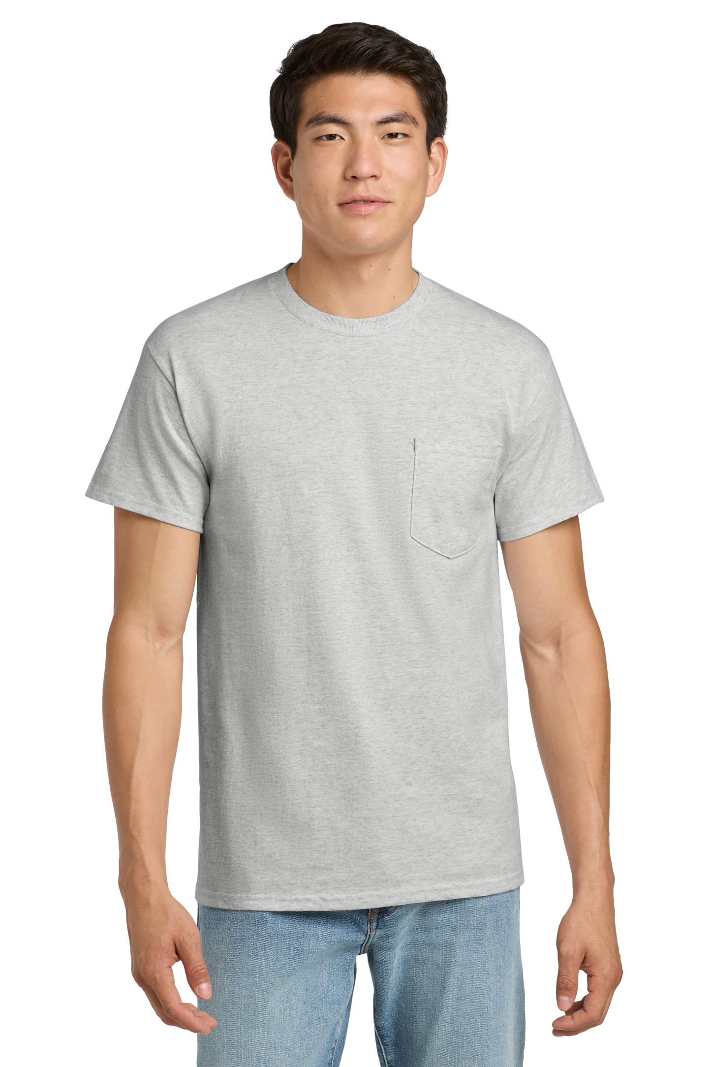 Ultra Cotton® 100% US Cotton T-Shirt with Pocket- Ash