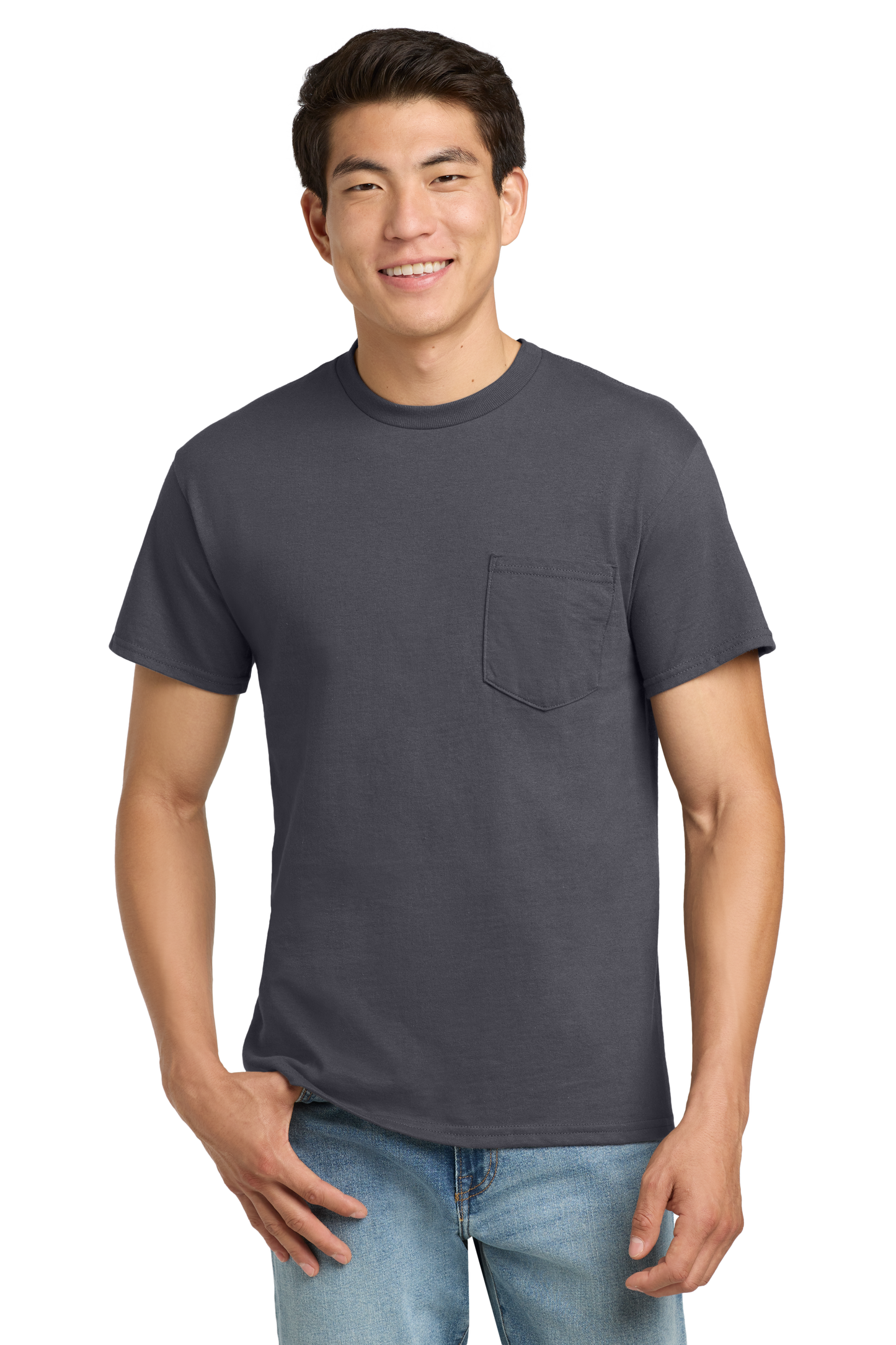 Ultra Cotton® 100% US Cotton T-Shirt with Pocket - Charcoal
