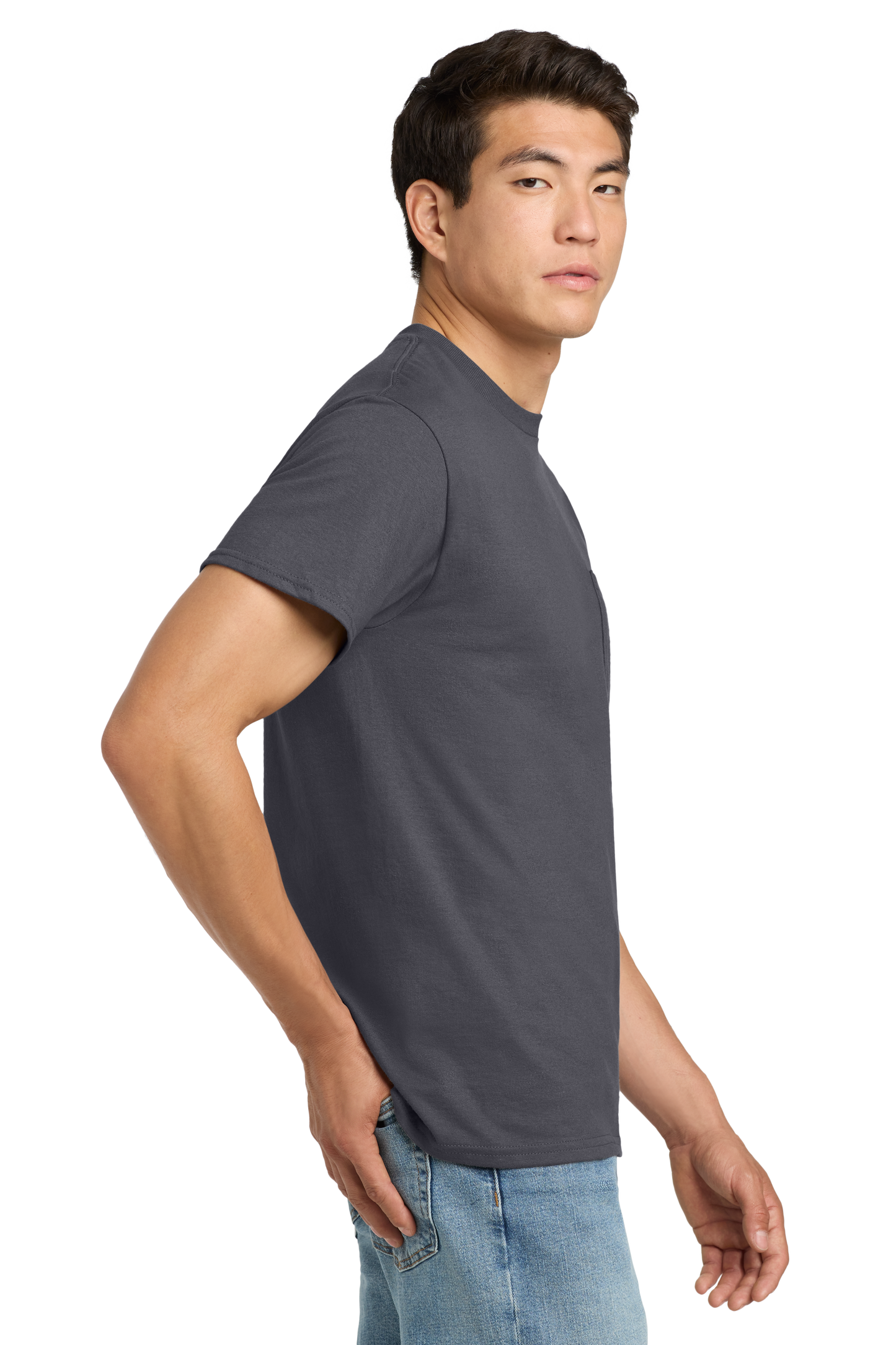 Ultra Cotton® 100% US Cotton T-Shirt with Pocket - Charcoal