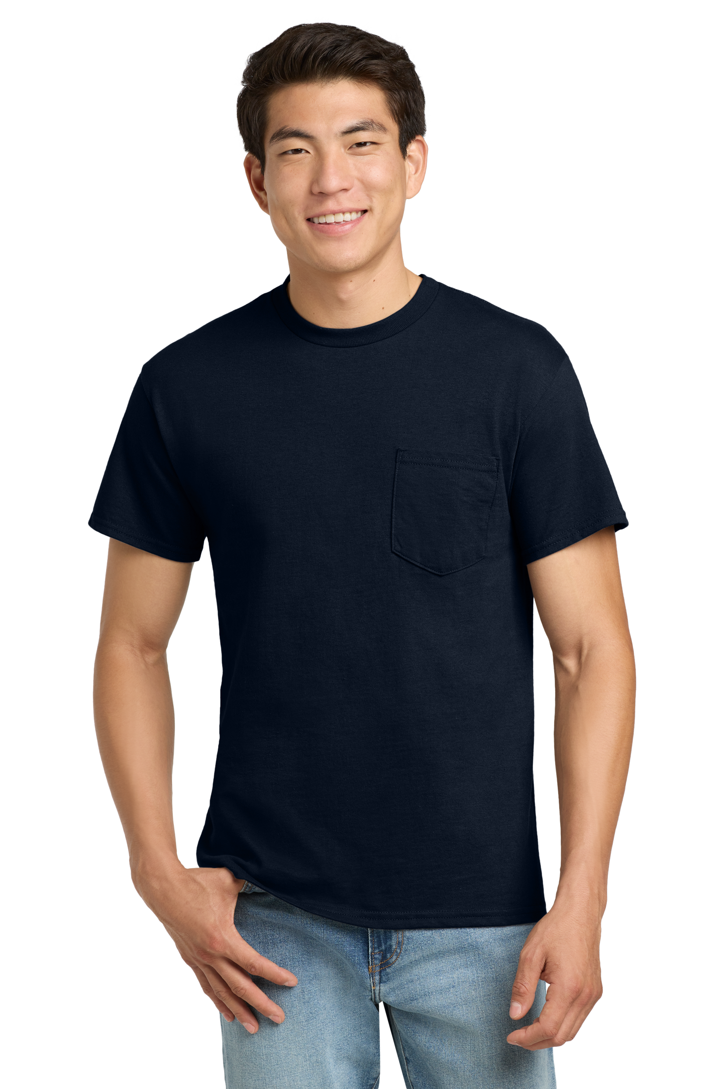 Ultra Cotton® 100% US Cotton T-Shirt with Pocket- Navy