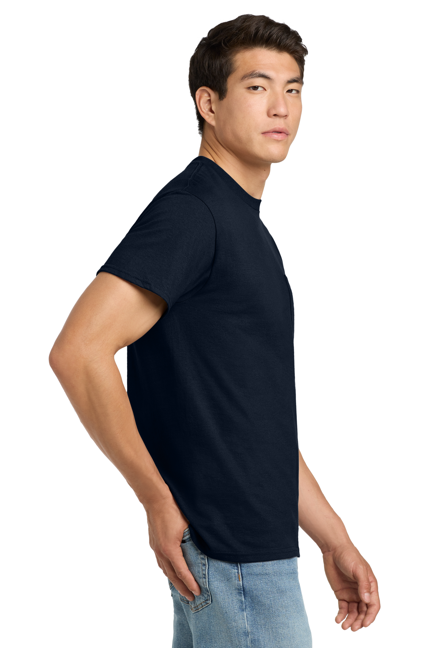 Ultra Cotton® 100% US Cotton T-Shirt with Pocket- Navy