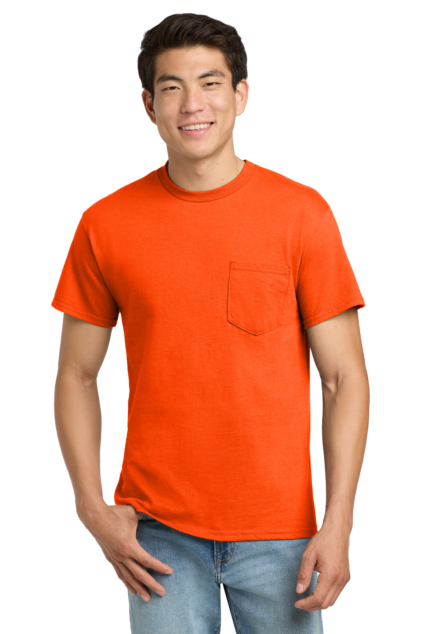Ultra Cotton® 100% US Cotton T-Shirt with Pocket - Safety Orange